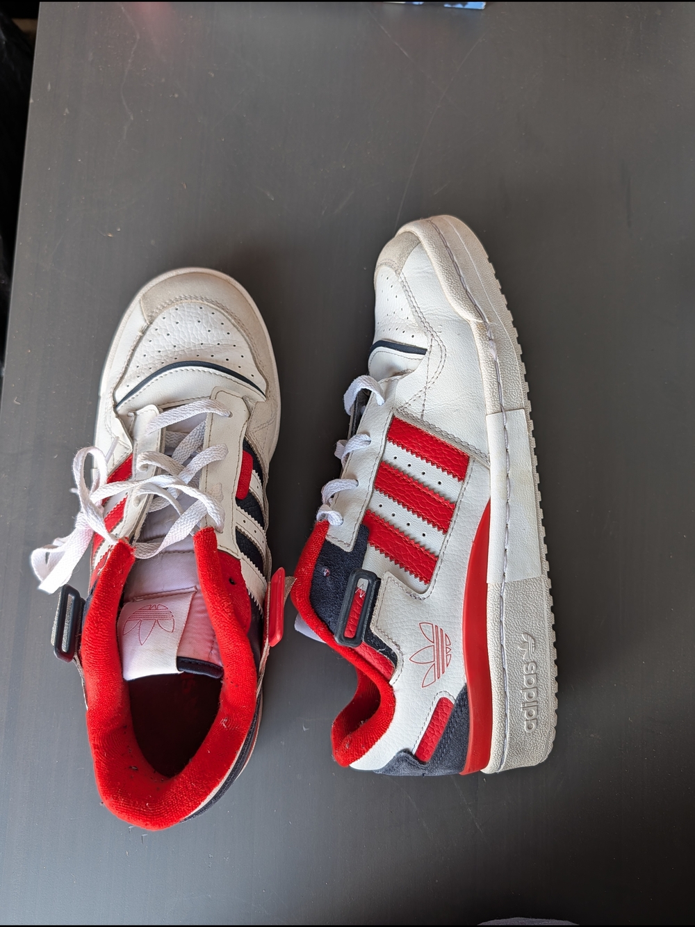 classic adidas red + white sneakers | size 9 | clean & comfortable